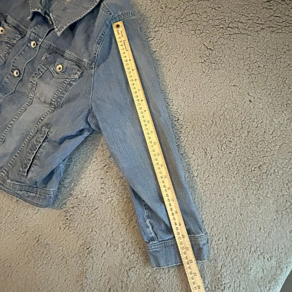 Merona Faded Denim Jean Jacket Womans Size 20/22 W With Pockets outdoorwear - Picture 12 of 15